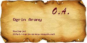 Ogrin Arany névjegykártya
